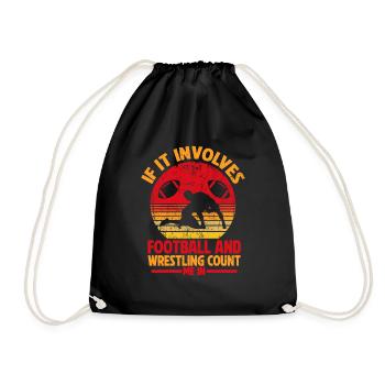 Funny Football And Wrestling Wrestler - Drawstring Bag - black - Front