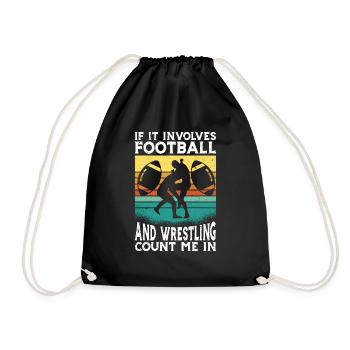 Funny Football And Wrestling Wrestler - Drawstring Bag - black - Front