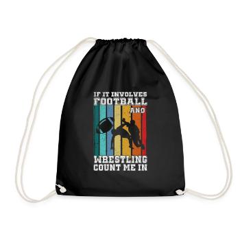 Funny Football And Wrestling Wrestler - Drawstring Bag - black - Front