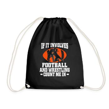 Funny Football And Wrestling Wrestler - Drawstring Bag - black - Front