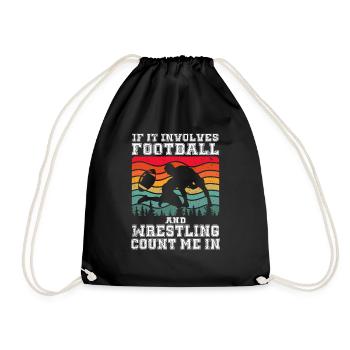Funny Football And Wrestling Wrestler - Drawstring Bag - black - Front