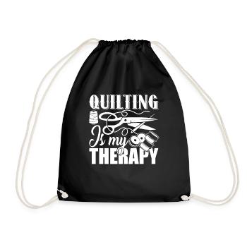 Quilting Quilting Is My Therapy - Drawstring Bag - black - Front