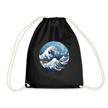 Große Welle The Great Wave Kanagawa - Drawstring Bag - black - Front