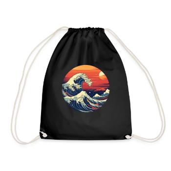 Große Welle The Great Wave Kanagawa - Drawstring Bag - black - Front