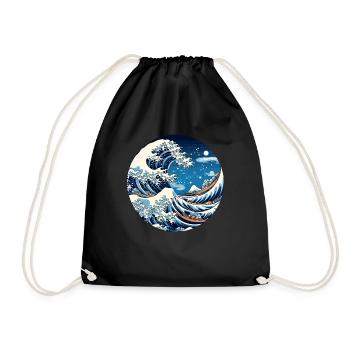 Große Welle The Great Wave Kanagawa - Drawstring Bag - black - Front