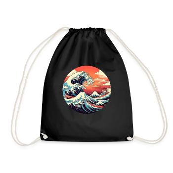 Große Welle The Great Wave Kanagawa - Drawstring Bag - black - Front