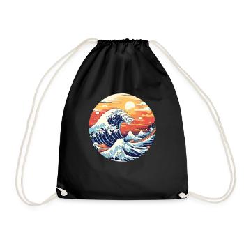 Große Welle The Great Wave Kanagawa - Drawstring Bag - black - Front