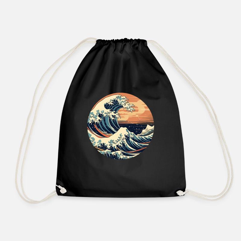 Große Welle The Great Wave Kanagawa - Turnbeutel - Schwarz