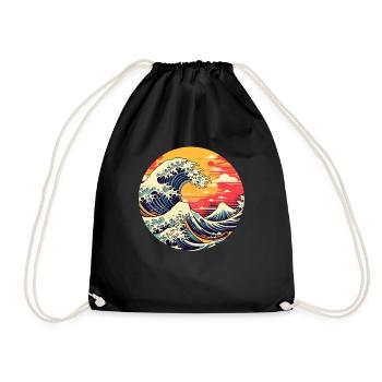 Große Welle The Great Wave Kanagawa - Drawstring Bag - black - Front