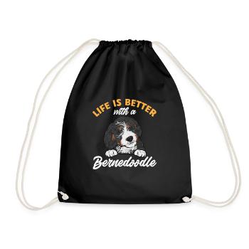 Bernedoodle Dog - Drawstring Bag - black - Front