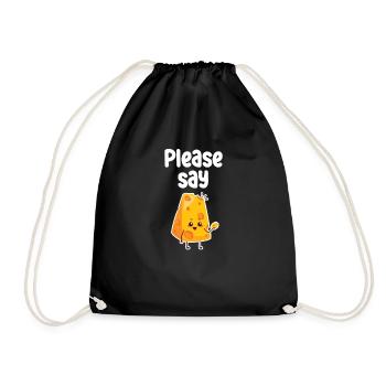 Please say cheese puns, - Drawstring Bag - black - Front