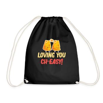Loving You Is Ch-easy Cheese Cheddar Mozzarella - Drawstring Bag - black - Front
