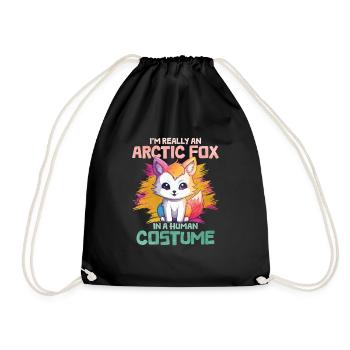 Niedliches Polarfuchs-Geschenk - Turnbeutel - Schwarz - Vorne