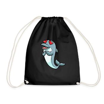 Dolphin Emoticon - Drawstring Bag - black - Front