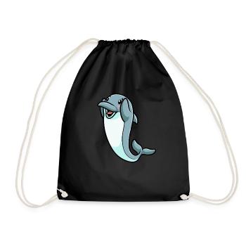 Dolphin Emoticon - Drawstring Bag - black - Front