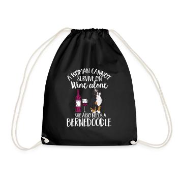 Bernedoodle Dog - Drawstring Bag - black - Front