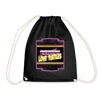 gift idea turtle life cycle turtle care awesome - Drawstring Bag - black - Front