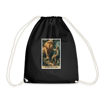 Tarotkarten Tarotkarte Strength Kraft - Turnbeutel - Schwarz - Vorne