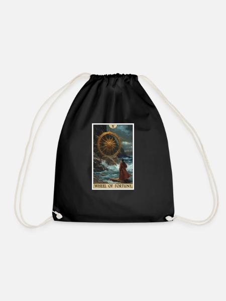 Tarotkarte Wheel of Fortune Rad des Schicksals - Turnbeutel - Schwarz