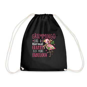 Flamingo Grammingo wie ein normaler Grammy Geschenke - Turnbeutel - Schwarz - Vorne