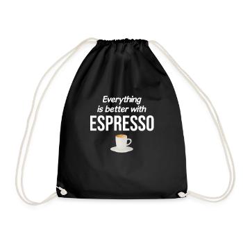 Everything is better with espresso caffeine cream - Drawstring Bag - black - Front