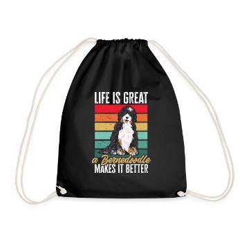 Bernedoodle Dog - Drawstring Bag - black - Front