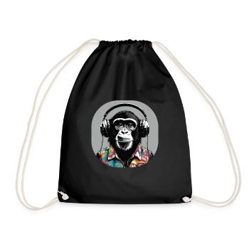Monkey loves Music - Turnbeutel - Schwarz - Vorne