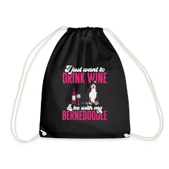Bernedoodle Dog - Drawstring Bag - black - Front