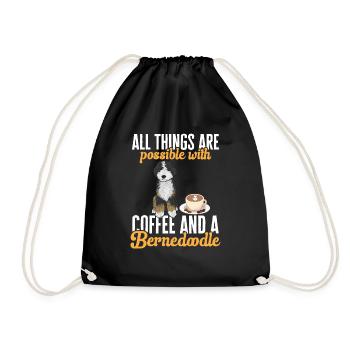 Bernedoodle Dog - Drawstring Bag - black - Front