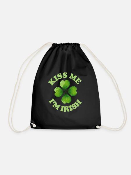 Kiss Me I'm Irish St Patricks - Drawstring Bag - black