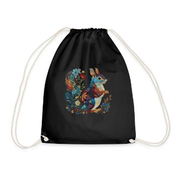 Squirrel Flowers Vintage - Drawstring Bag - black - Front