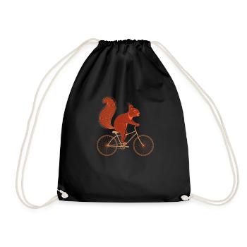 Eichhörnchen Fahrrad - Turnbeutel - Schwarz - Vorne