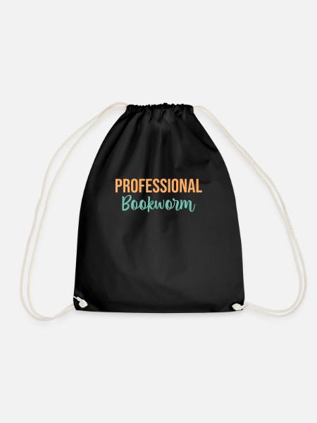 Professioneller Bücherwurm Abibliophobie - Turnbeutel - Schwarz