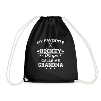 Cadeau de joueur de hockey sur glace préféré pour grand-mère - Sac de sport léger - noir - Devant
