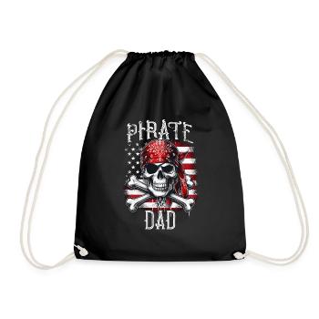 Pirate Dad Shirt Jolly Roger Crossbones Skull - Drawstring Bag - black - Front