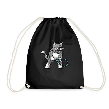 Funny Tennis Cat - Drawstring Bag - black - Front