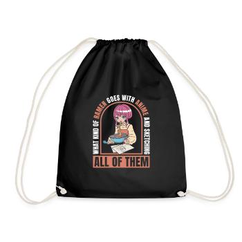 Anime Manga Anime Fille - Sac de sport léger - noir - Devant