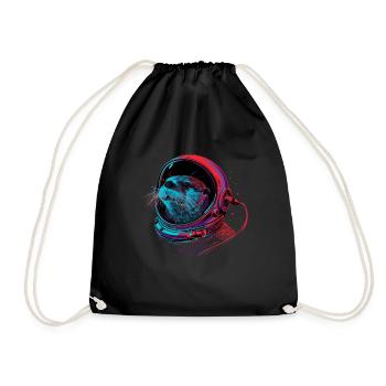 Otter Space Funny Otter Astronaut - Drawstring Bag - black - Front