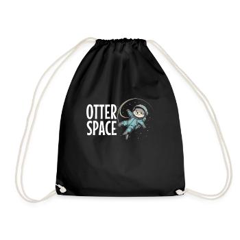 Otter Space Funny Otter Astronaut - Drawstring Bag - black - Front