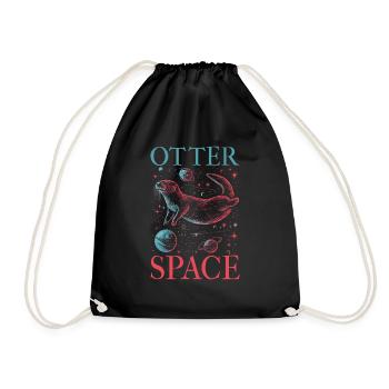 Otter Space Lustig Otter Astronaut - Turnbeutel - Schwarz - Vorne