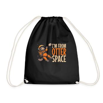 Otter Space Funny Otter Astronaut - Drawstring Bag - black - Front