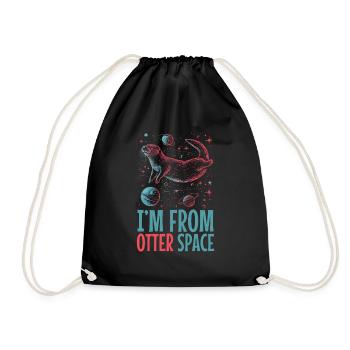 Otter Space Funny Otter Astronaut - Drawstring Bag - black - Front