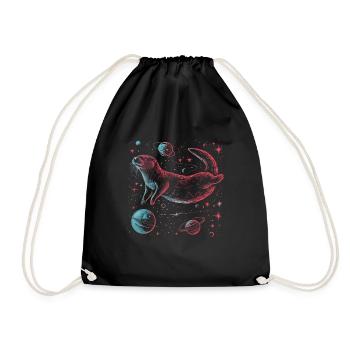 Otter Space Funny Otter Astronaut - Drawstring Bag - black - Front