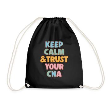 CNA Nursing Quotes Funny Nurse Lovers Cute CNA - Drawstring Bag - black - Front