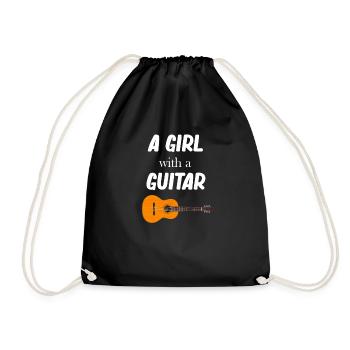 Ein Mädchen Mit Einer Gitarre Gitarristin - Turnbeutel - Schwarz - Vorne