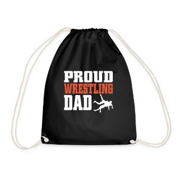 Wrestling Dad Wrestler Men Father's Day - Drawstring Bag - black - Front