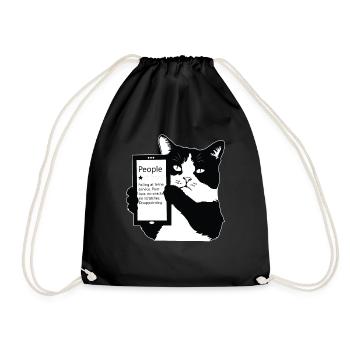 1 Star People Funny Cat Lover Failing At Feline - Drawstring Bag - black - Front