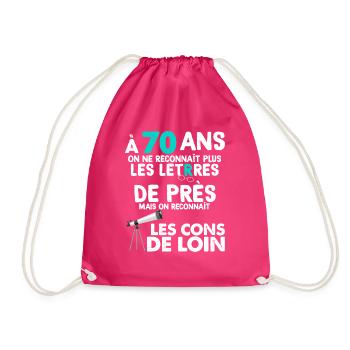70th Anniversary 70 Years Male Female - Drawstring Bag - fuchsia - Front