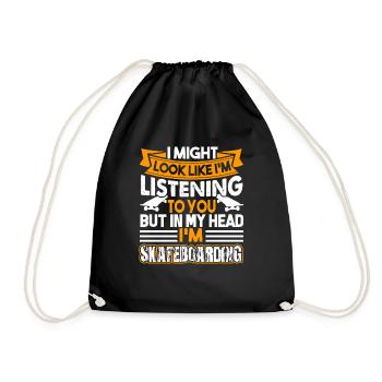 Skateboarding In My Head I'm Skateboarding - Drawstring Bag - black - Front