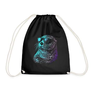 Otter Lustig Geschenk - Turnbeutel - Schwarz - Vorne